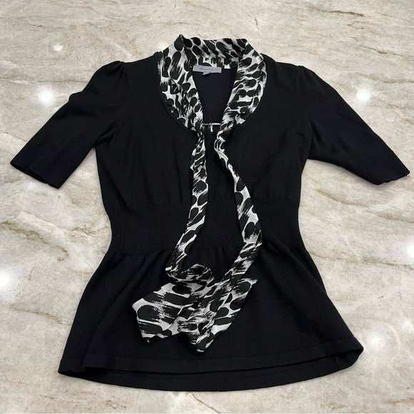 Classiques Entier | Knit Blouse with Attached Scarf | Size Small - Picture 1 of 10